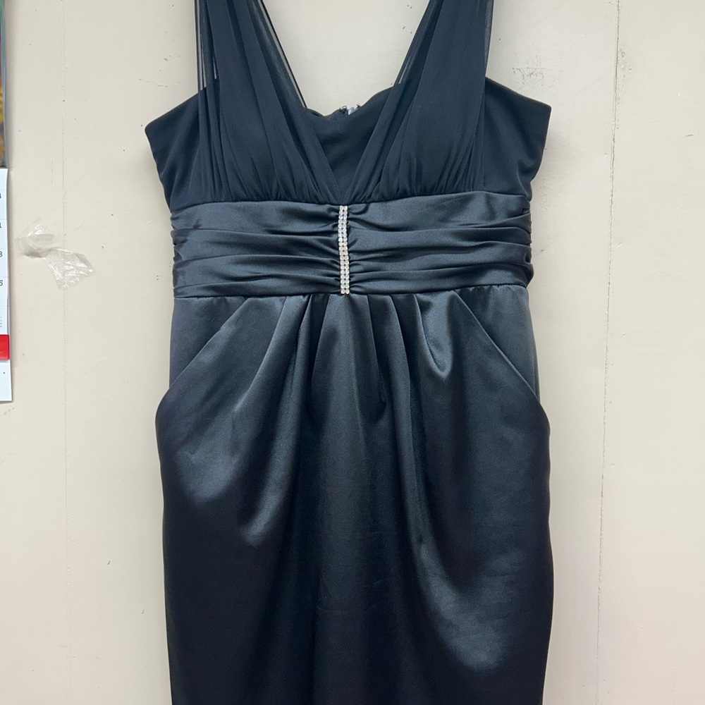 Onyx Strapless Black Satin Dress